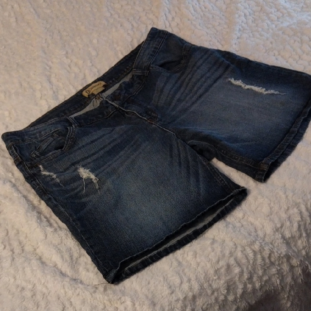 Democracy Blue Jean Shorts with Distressed Details